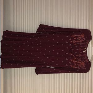 pattern long sleeve mini dress